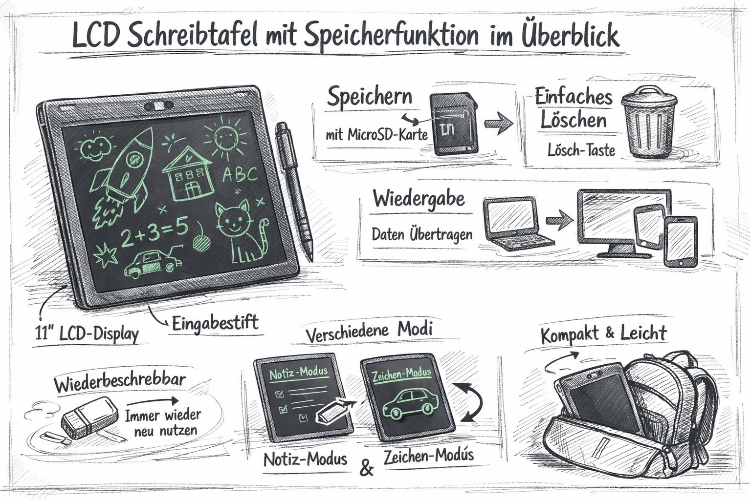 LCD Tafel mit Schreibfunktion