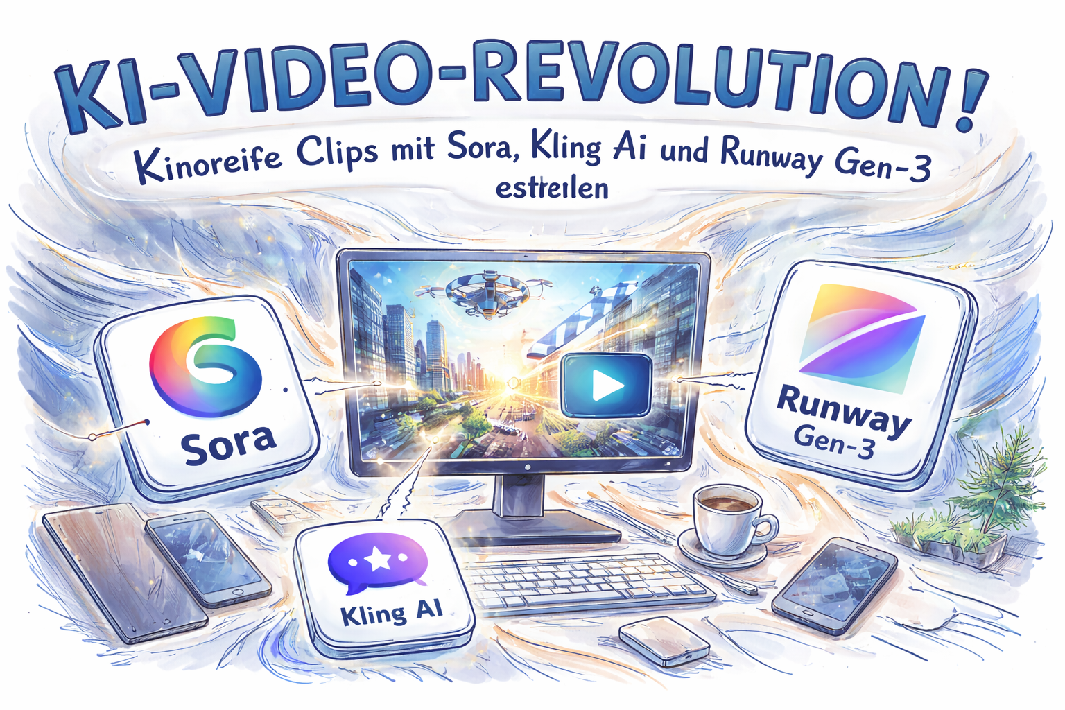 Videos mit Sora, Kling AI und Runway Gen-3 erstellen