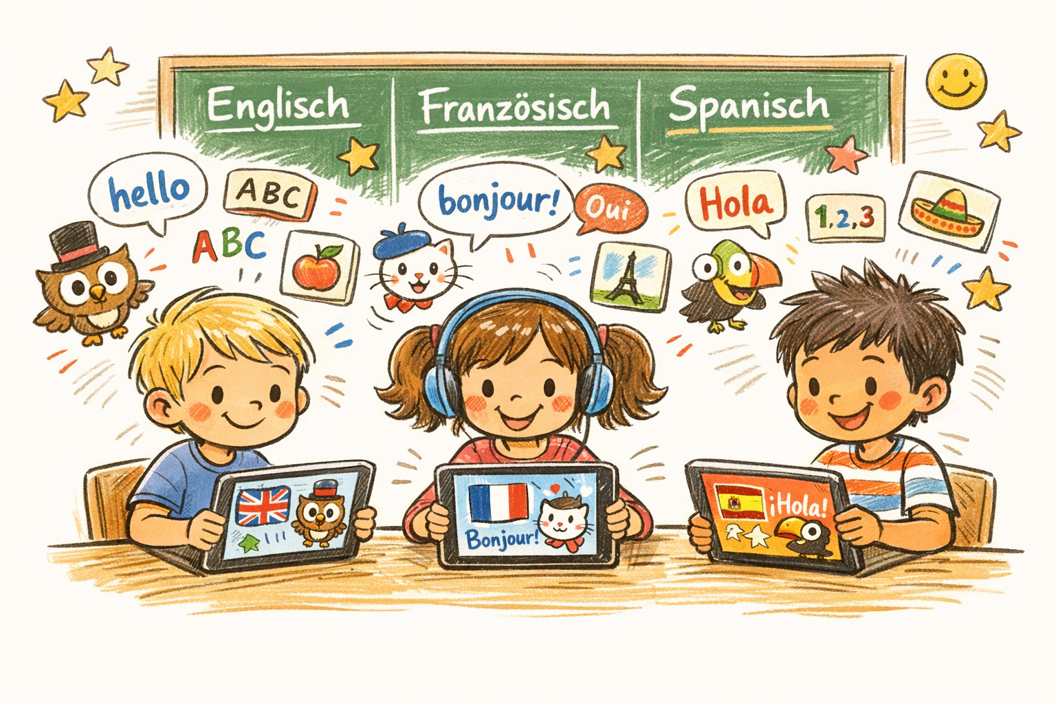 Lern Apps für Englisch, Französisch und Spanisch